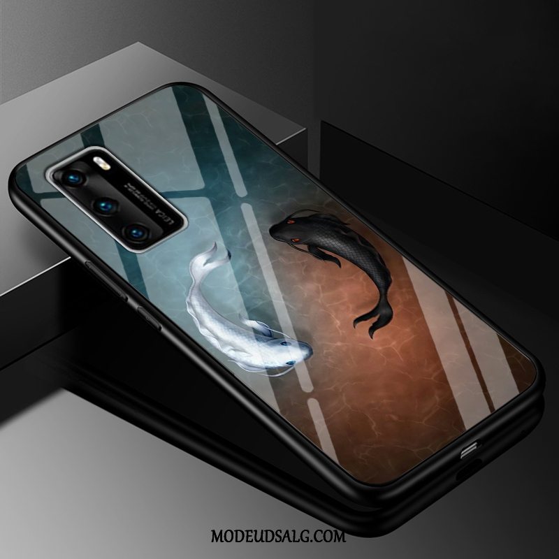 Huawei P40 Etui / Cover Anti-fald Trendy Sort Alt Inklusive Glas