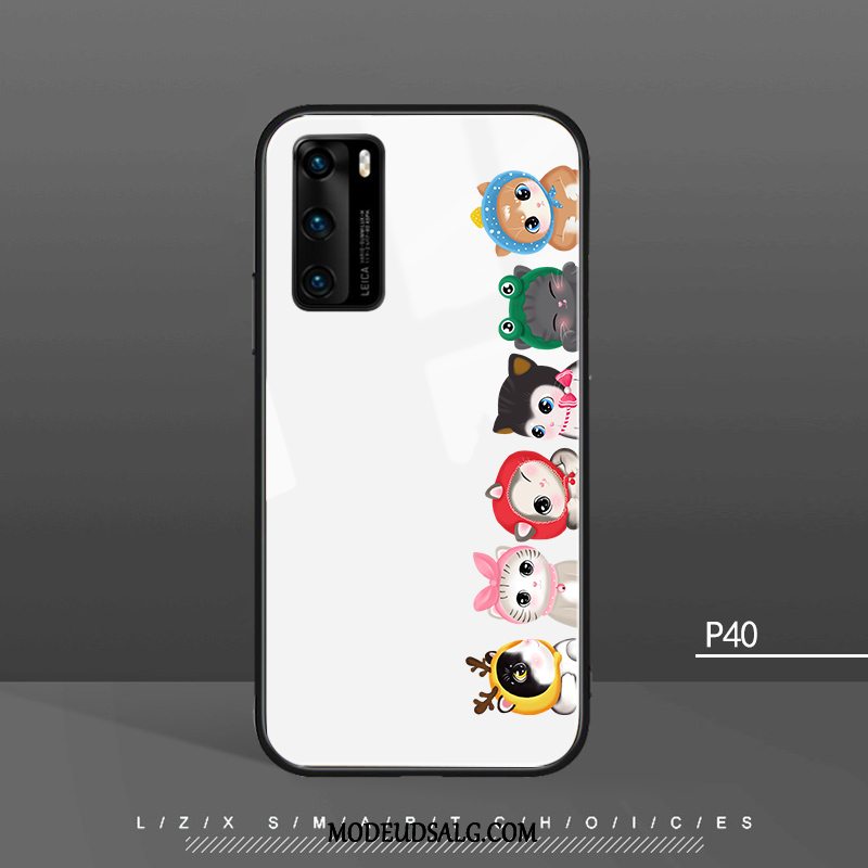 Huawei P40 Etui Hvid Anti-fald Lille Sektion Cartoon Hængende Ornamenter