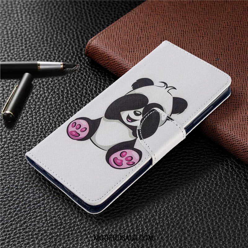 Huawei P40 Lite E Etui Hvid Malet Lædertaske Folio Cover