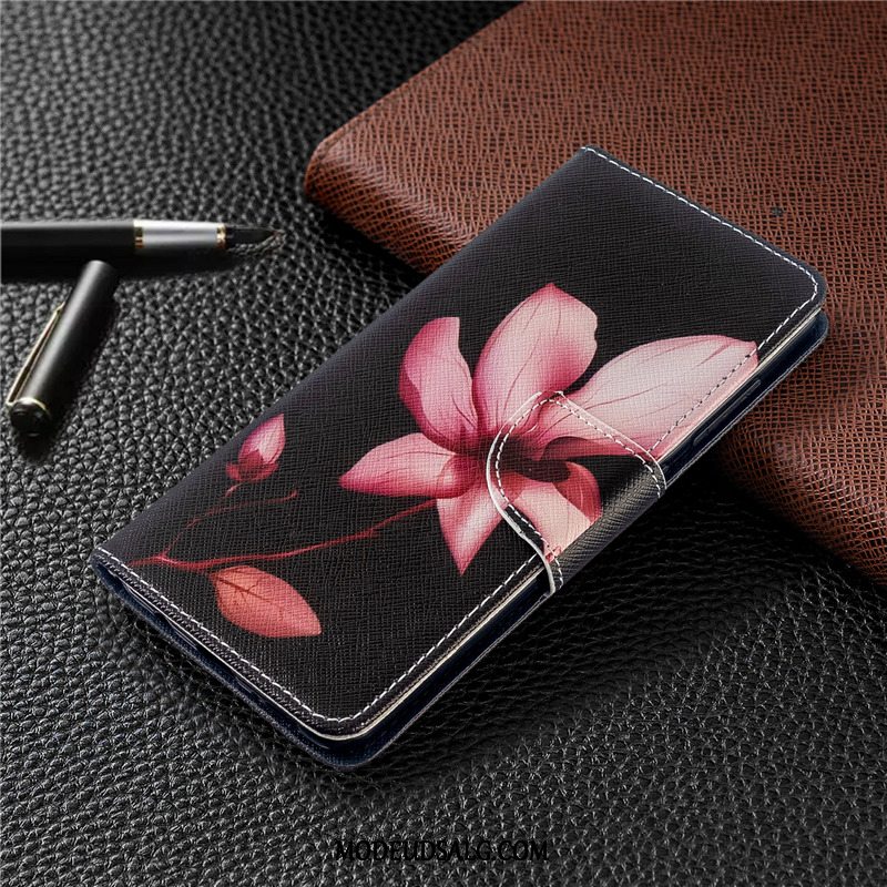 Huawei P40 Lite E Etui Hvid Malet Lædertaske Folio Cover