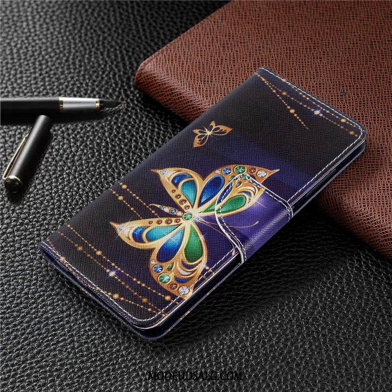 Huawei P40 Lite E Etui Hvid Malet Lædertaske Folio Cover