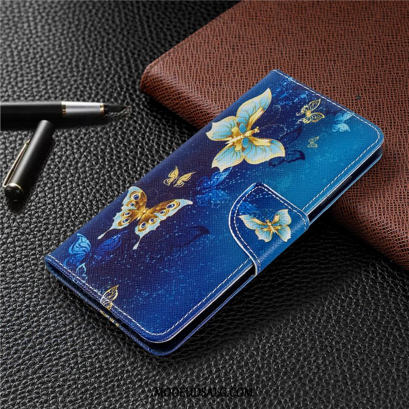 Huawei P40 Lite E Etui Hvid Malet Lædertaske Folio Cover