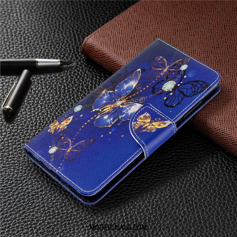 Huawei P40 Lite E Etui Hvid Malet Lædertaske Folio Cover