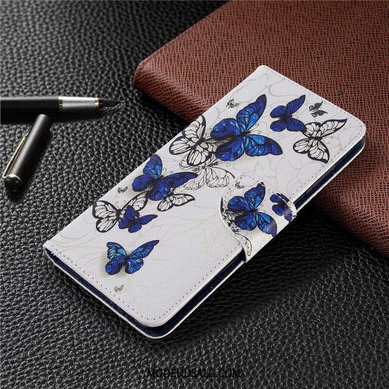 Huawei P40 Lite E Etui Hvid Malet Lædertaske Folio Cover