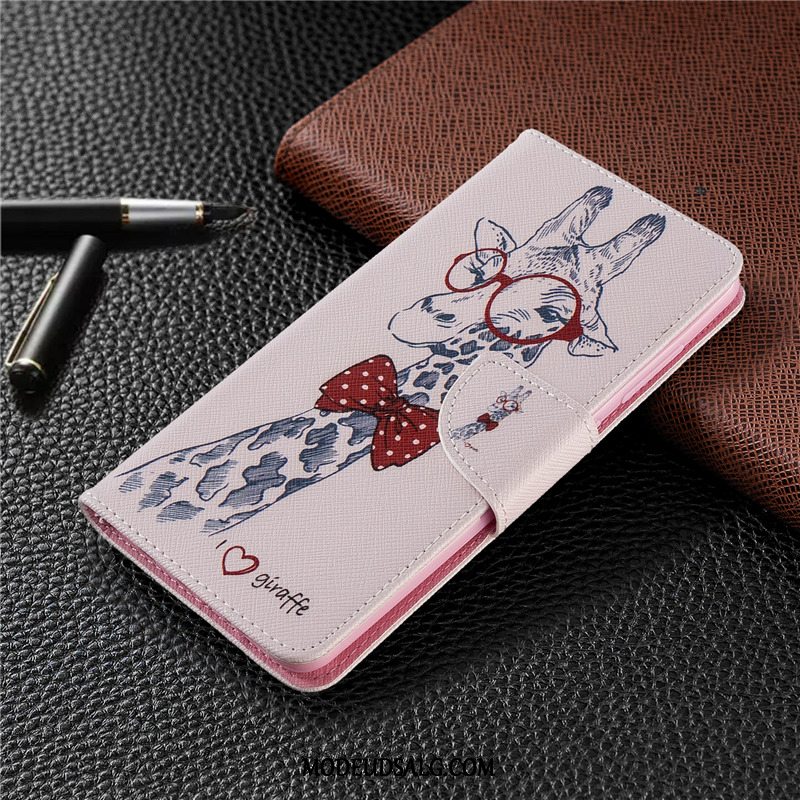 Huawei P40 Lite E Etui Hvid Malet Lædertaske Folio Cover