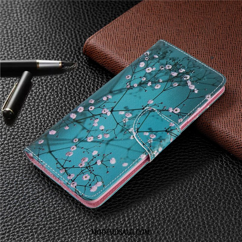 Huawei P40 Lite E Etui Hvid Malet Lædertaske Folio Cover