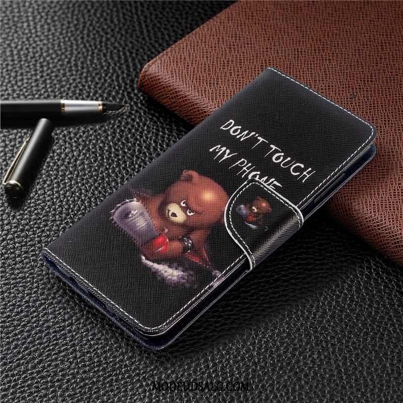 Huawei P40 Lite E Etui Hvid Malet Lædertaske Folio Cover