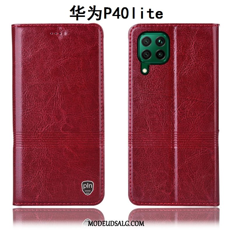 Huawei P40 Lite Etui Alt Inklusive Cover Lædertaske Beskyttelse Blå