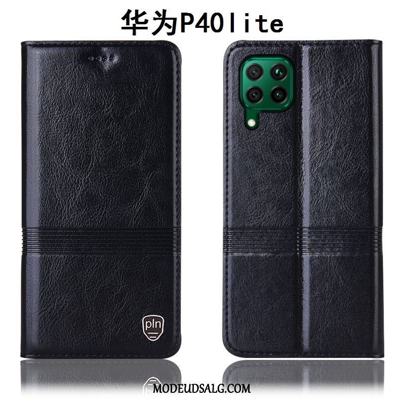 Huawei P40 Lite Etui Alt Inklusive Cover Lædertaske Beskyttelse Blå