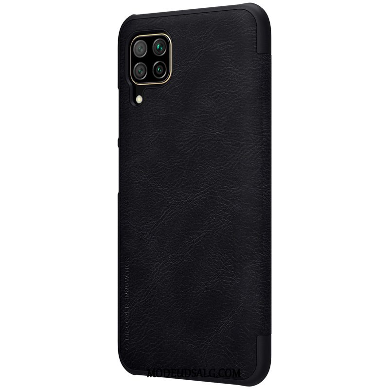 Huawei P40 Lite Etui Beskyttelse Lædertaske Cover Sort