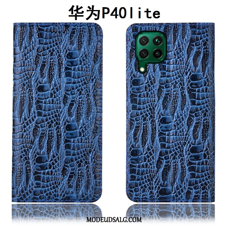 Huawei P40 Lite Etui Blå Beskyttelse Folio Cover Lædertaske