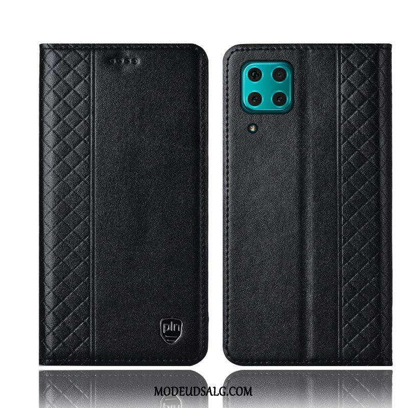 Huawei P40 Lite Etui Folio Beskyttelse Ægte Læder Cover Anti-fald