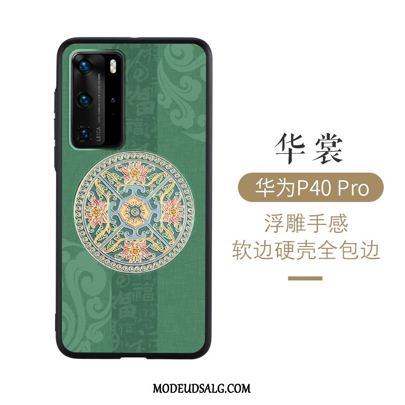 Huawei P40 Pro Etui / Cover Blå Tynd Beskyttelse Relief Kinesisk Stil