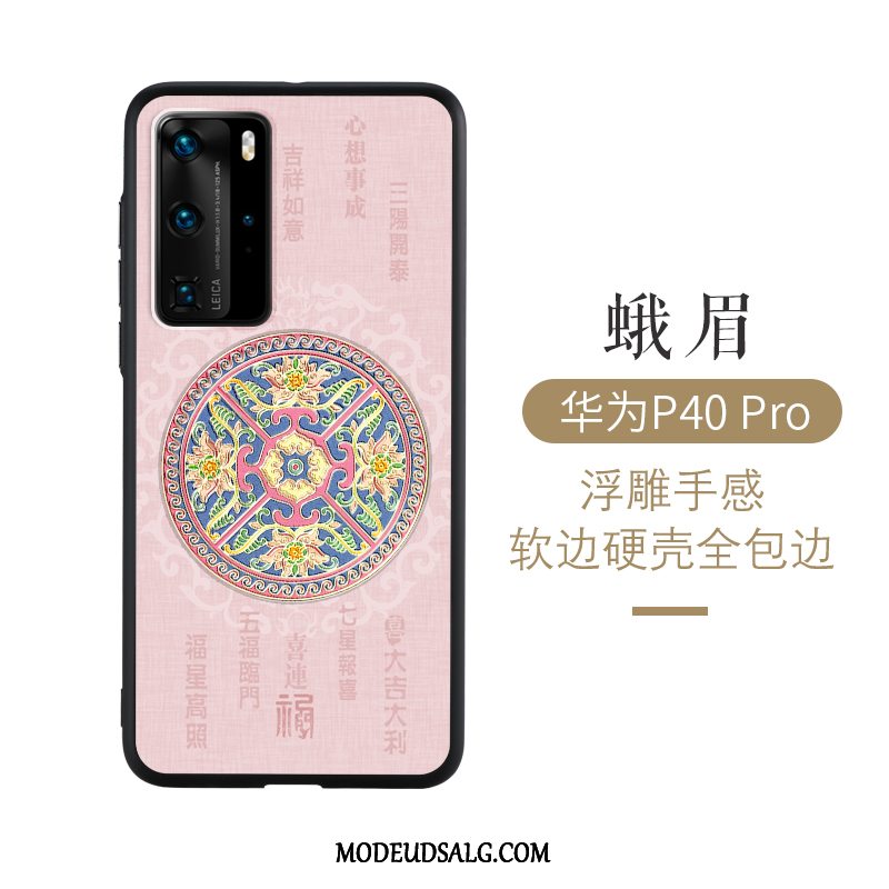 Huawei P40 Pro Etui / Cover Blå Tynd Beskyttelse Relief Kinesisk Stil