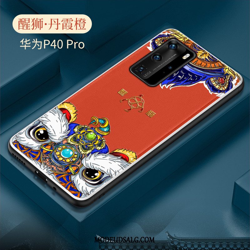 Huawei P40 Pro Etui Læder Beskyttelse Kinesisk Stil Kreativ Alt Inklusive