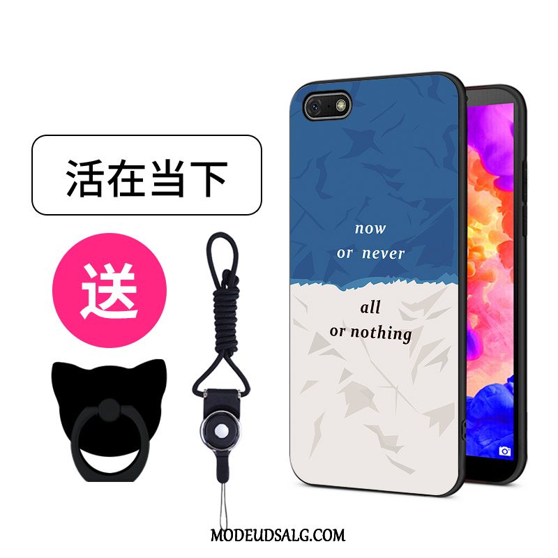 Huawei Y5 2018 Etui Nubuck Kreativ Af Personlighed Silikone Sort