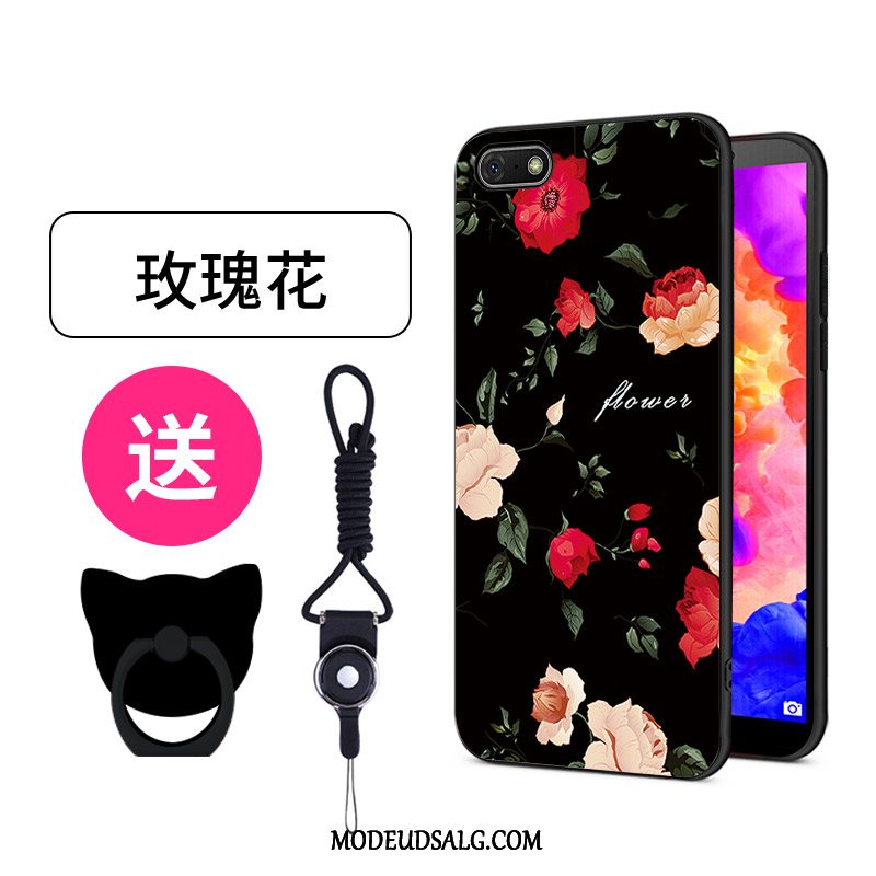 Huawei Y5 2018 Etui Nubuck Kreativ Af Personlighed Silikone Sort