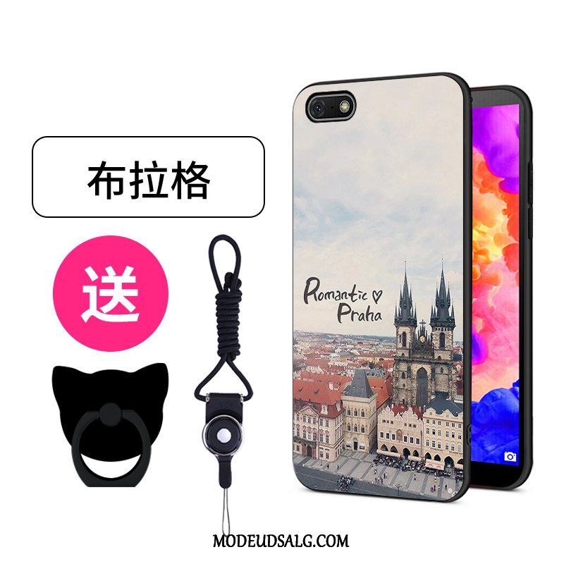 Huawei Y5 2018 Etui Nubuck Kreativ Af Personlighed Silikone Sort