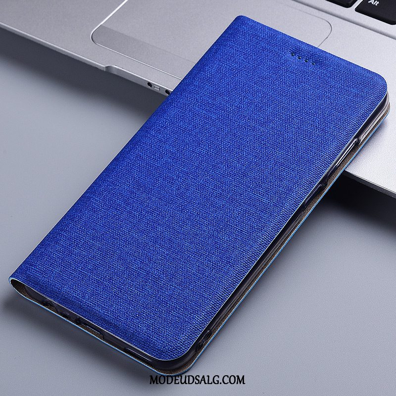 Huawei Y5 2019 Etui Cover Folio Bomuld Og Linned Lædertaske