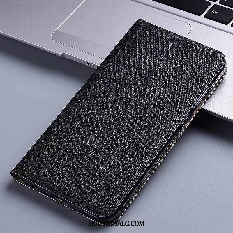 Huawei Y5 2019 Etui Cover Folio Bomuld Og Linned Lædertaske