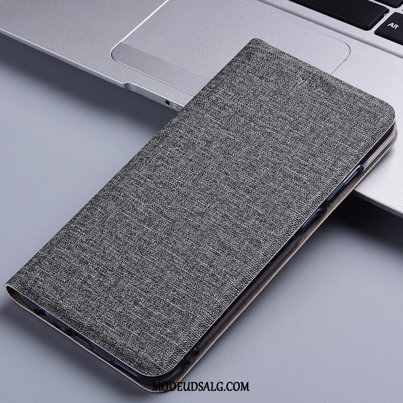 Huawei Y5 2019 Etui Cover Folio Bomuld Og Linned Lædertaske