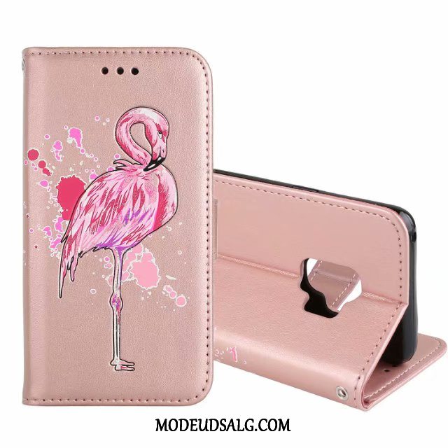 Huawei Y6 2017 Etui / Cover Lædertaske Guld Support Sommerfugle