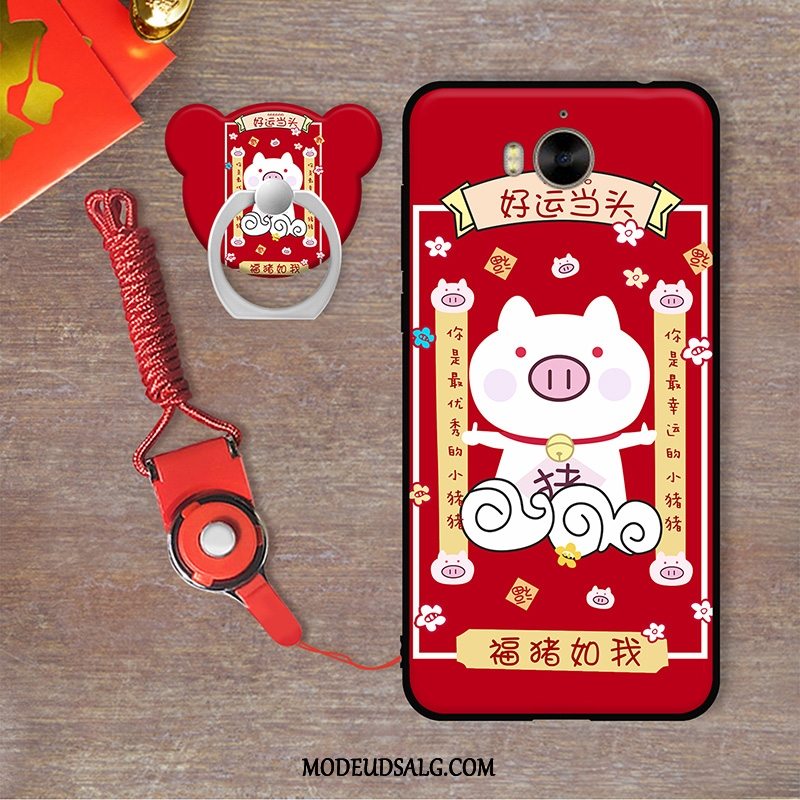 Huawei Y6 2017 Etui Rød Beskyttelse Hængende Ornamenter Blød Cover