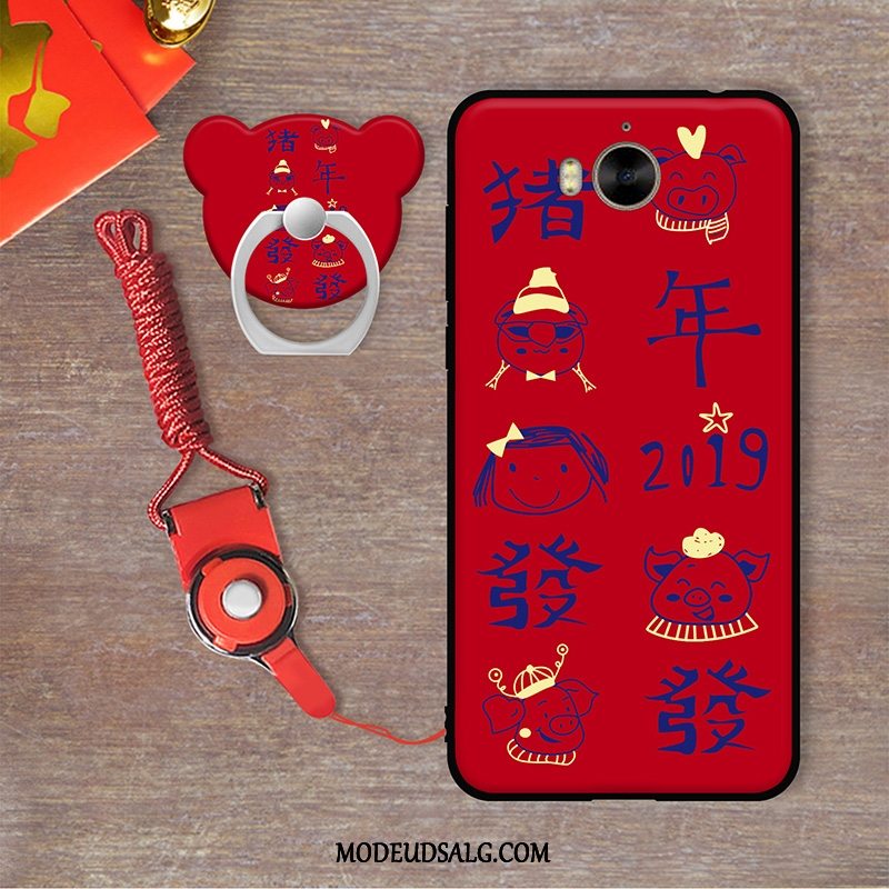 Huawei Y6 2017 Etui Rød Beskyttelse Hængende Ornamenter Blød Cover