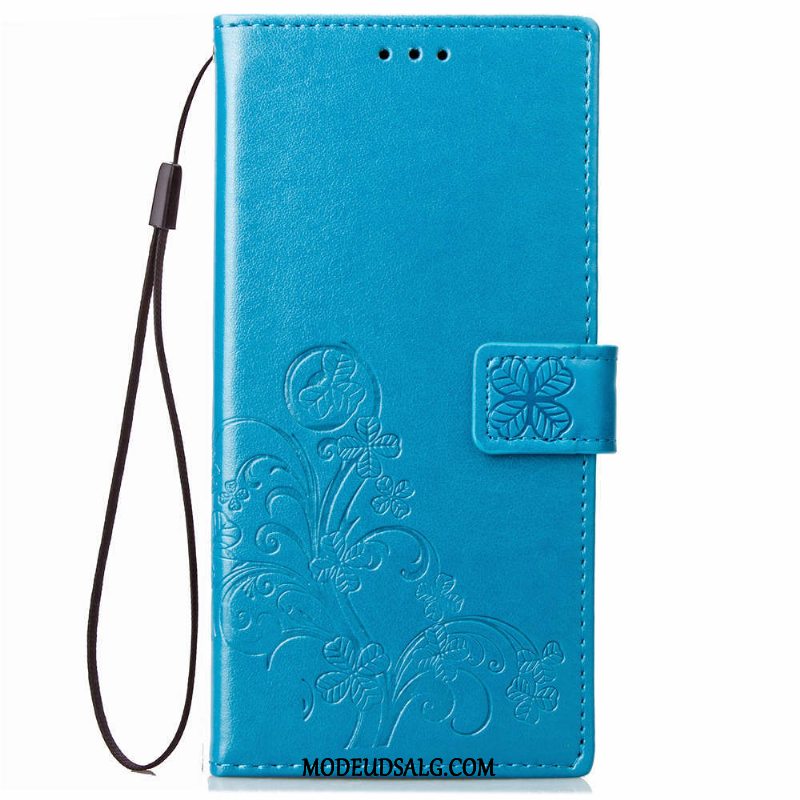 Huawei Y6 2018 Etui / Cover Beskyttelse Lilla Lædertaske Tegnebog Prægning