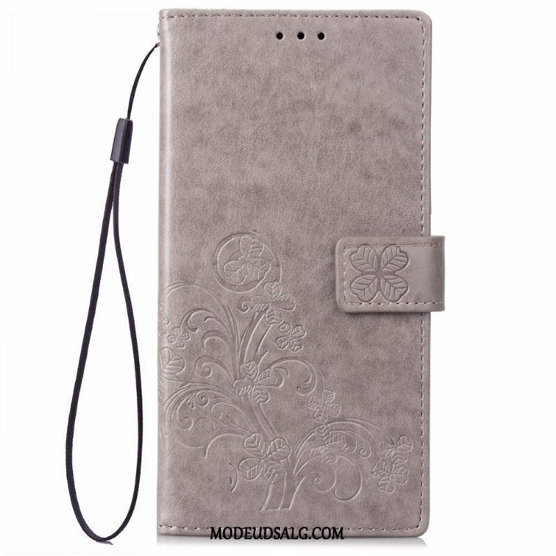 Huawei Y6 2018 Etui / Cover Beskyttelse Lilla Lædertaske Tegnebog Prægning