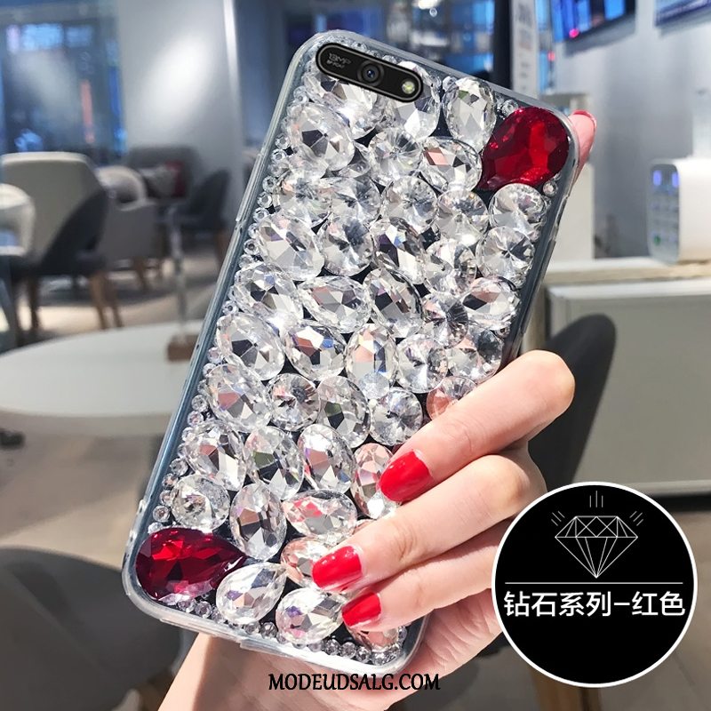 Huawei Y6 2018 Etui Cover Hård Sort Strass Gennemsigtig