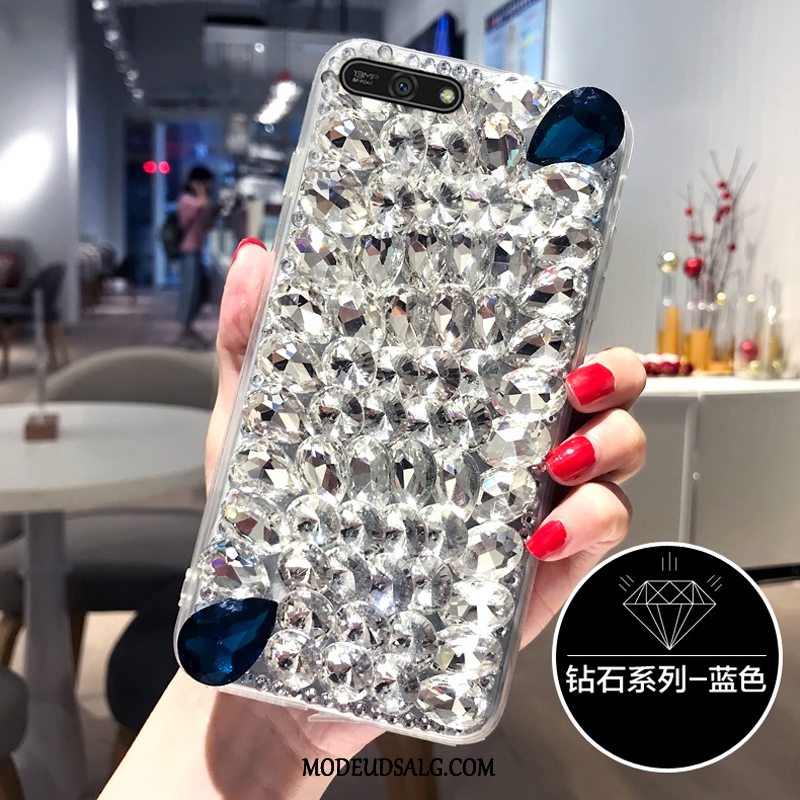 Huawei Y6 2018 Etui Cover Hård Sort Strass Gennemsigtig