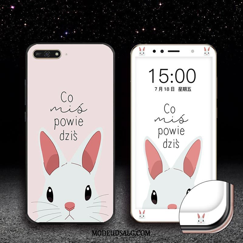 Huawei Y6 2018 Etui / Cover Nubuck Blød Membrane Hærdning Lyserød