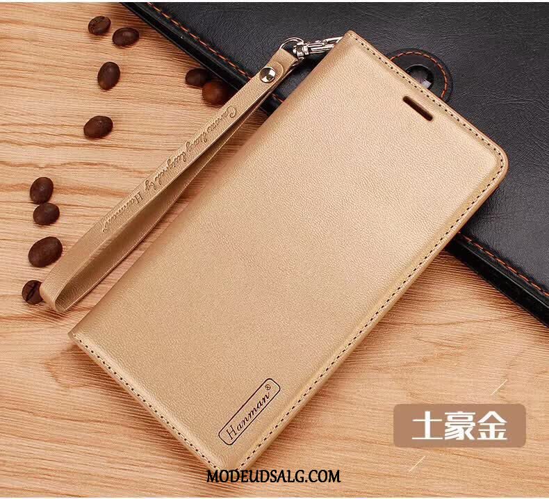 Huawei Y6 2018 Etui Lædertaske Sort Folio Anti-fald Cover