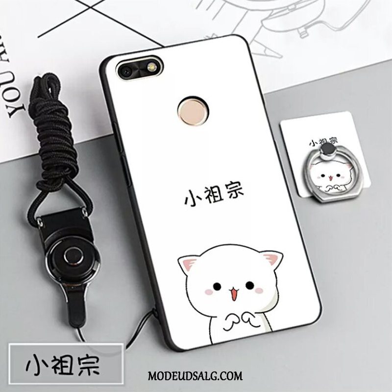 Huawei Y6 Pro 2017 Etui / Cover Af Personlighed Sort Cartoon Support Blå