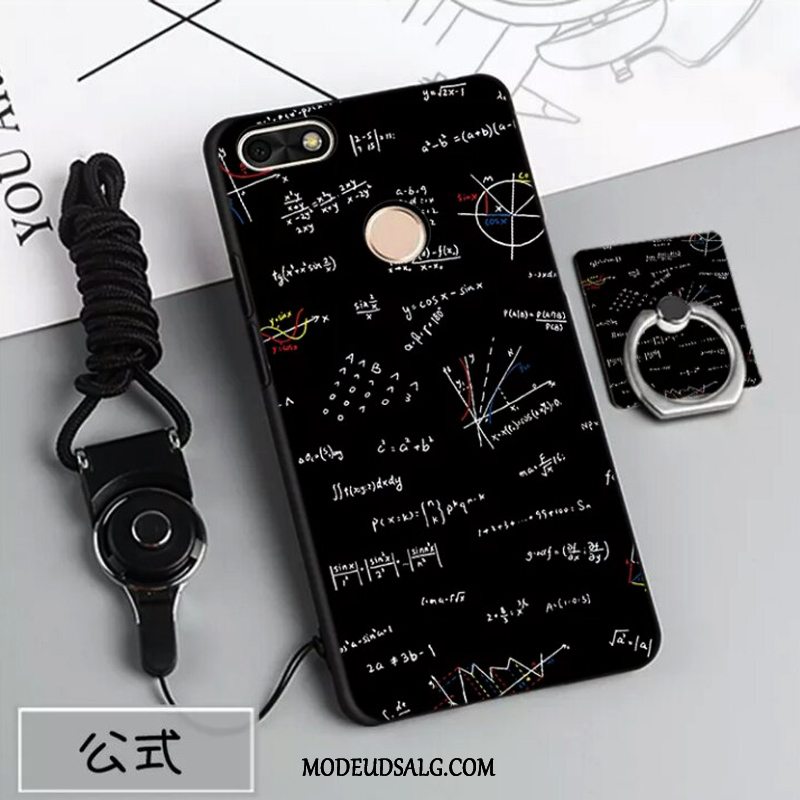 Huawei Y6 Pro 2017 Etui / Cover Af Personlighed Sort Cartoon Support Blå