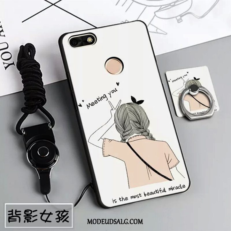 Huawei Y6 Pro 2017 Etui / Cover Af Personlighed Sort Cartoon Support Blå