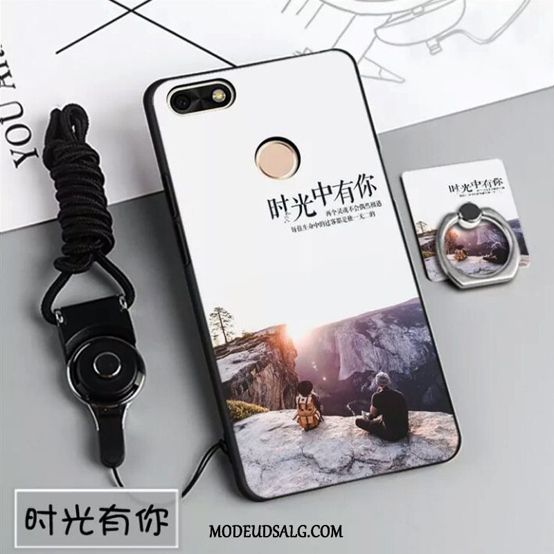 Huawei Y6 Pro 2017 Etui / Cover Af Personlighed Sort Cartoon Support Blå