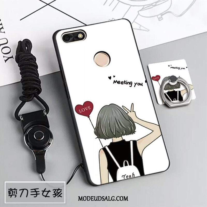 Huawei Y6 Pro 2017 Etui / Cover Af Personlighed Sort Cartoon Support Blå