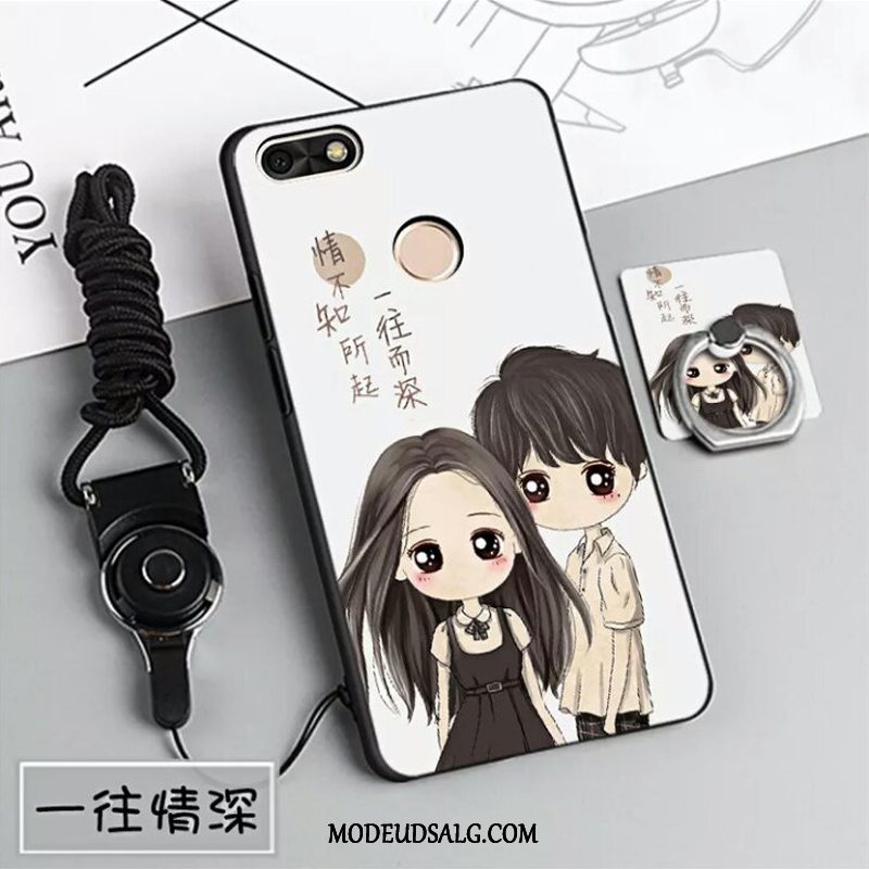 Huawei Y6 Pro 2017 Etui / Cover Af Personlighed Sort Cartoon Support Blå