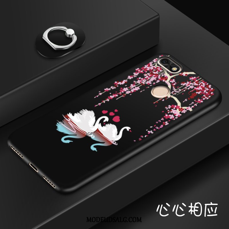 Huawei Y6 Pro 2017 Etui / Cover Blå Cartoon Support Farve Blød