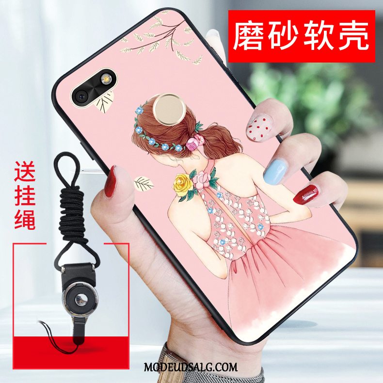 Huawei Y6 Pro 2017 Etui Lyserød Cartoon Silikone Cover Beskyttelse