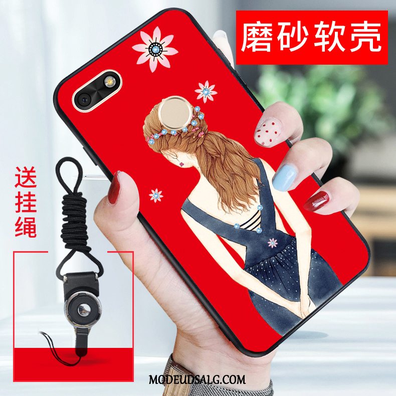 Huawei Y6 Pro 2017 Etui Lyserød Cartoon Silikone Cover Beskyttelse