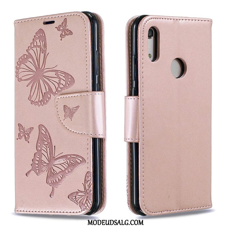 Huawei Y6s Etui Læder Ungdom Cover Rød Sommerfugle