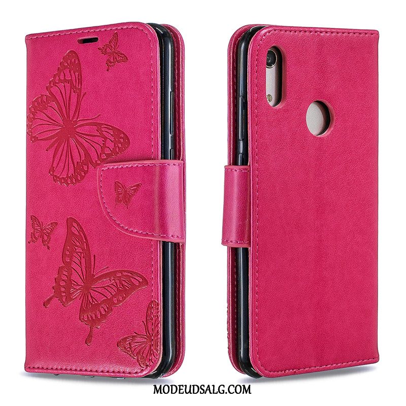 Huawei Y6s Etui Sommerfugle Folio Cover Relief Hængende Ornamenter