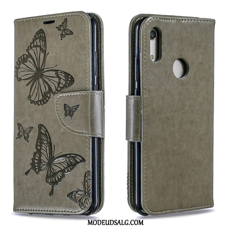 Huawei Y6s Etui Sommerfugle Folio Cover Relief Hængende Ornamenter