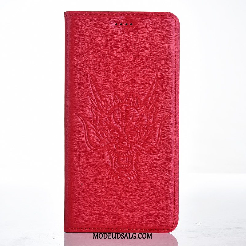 Huawei Y7 2018 Etui Dragon Alt Inklusive Gul Lædertaske Cover