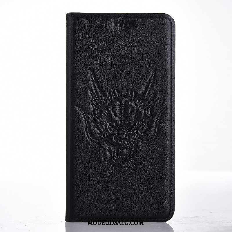 Huawei Y7 2018 Etui Dragon Alt Inklusive Gul Lædertaske Cover