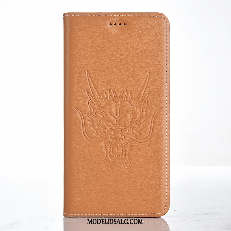 Huawei Y7 2018 Etui Dragon Alt Inklusive Gul Lædertaske Cover