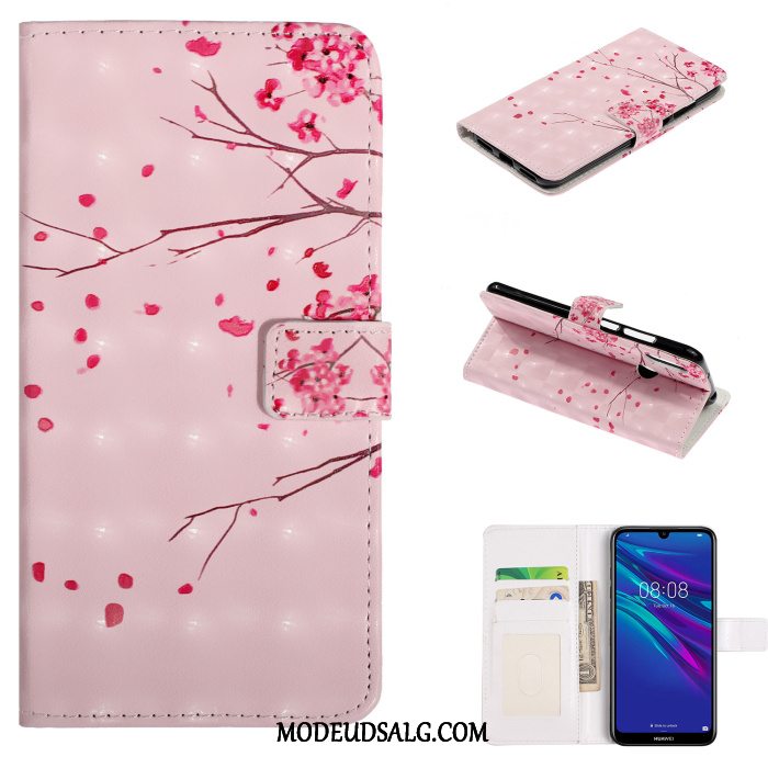 Huawei Y7 2019 Etui Alt Inklusive Lædertaske Lyserød Beskyttelse Cover